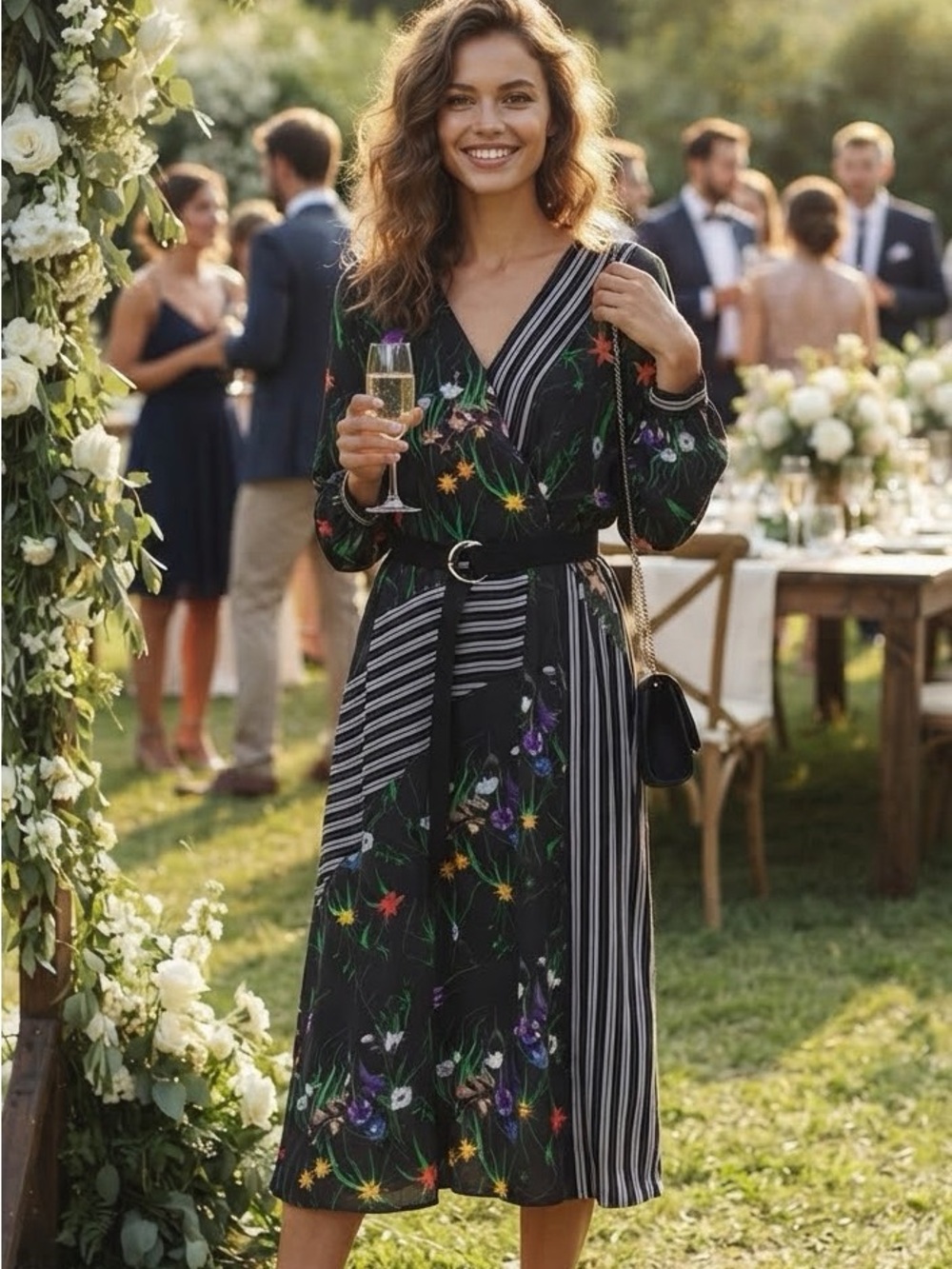 H&M wedding guest dress floral striped maxi dress 2